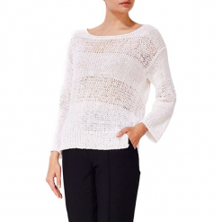 Sweter w kolorze kremowym. Białe swetry damskie BOHOBOCO, z okrągłym kołnierzem. W wyprzedaży za 439.95 zł.