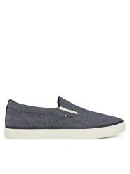 Tommy Hilfiger Tenisówki Th Hi Vulc Low Slip On Ch FM0FM05390 Niebieski. Niebieskie trampki męskie Tommy Hilfiger, bez wzorów, z materiału, bez zapięcia. Za 199.99 zł.
