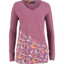 Shirt bawełniany z ukośną wstawką bonprix czerwony z nadrukiem. Bluzki damskie marki bonprix. Za 39.99 zł.