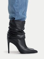 Eva Minge Botki EO-SLT2502H-07-17-1 Czarny. Czarne botki damskie Eva Minge, ze skóry, bez obcasa, na szpilce, bez zapięcia. Za 599.99 zł.