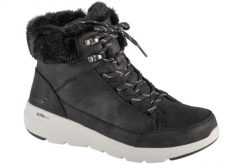 Buty zimowe damskie, On-The-GO Glacial Ultra - Cozyly. Czarne obuwie sportowe damskie Skechers, bez wzorów, z materiału. Za 299.99 zł.