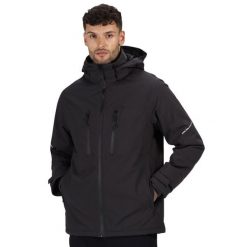 Ocieplana Kurtka Męska. Czarne kurtki męskie Regatta, l, bez wzorów, z materiału, z kapturem. Za 751.99 zł.