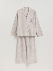 Dwuczęściowa piżama z bawełny - brązowy. Brązowe piżamy damskie Reserved, l, bez wzorów, z bawełny, bez ramiączek. Za 159.99 zł.