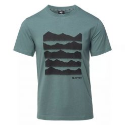 Koszulka męska Hi-tec Amezo - zielona, Rozmiar XL. Zielone buty sportowe męskie Hi-tec, l, bez wzorów, z bawełny, klasyczne, bez kołnierzyka. Za 54.99 zł.