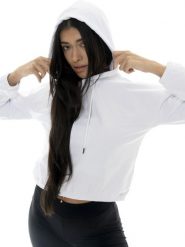 Bluza z kaptur na co dzień na siłownię. Białe bluzy damskie LEONE 1947 APPAREL, xl, bez wzorów, bez kaptura, na fitness i siłownię. Za 218.92 zł.