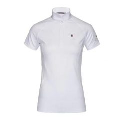 Dopasowana koszula konkursowa damska Kingsland Classic. Białe koszulki sportowe damskie KINGSLAND, bez wzorów, bez kołnierzyka, bez ramiączek, do jazdy konnej. Za 300.00 zł.