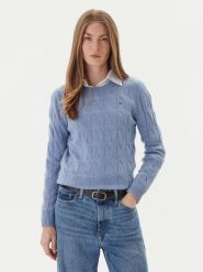 Tommy Hilfiger Sweter WW0WW43586 Błękitny Regular Fit. Niebieskie swetry damskie Tommy Hilfiger, xl, bez wzorów, z wełny, bez kołnierzyka, bez ramiączek, bez kaptura. Za 649.99 zł.