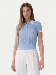 Guess Sweter W6GR25 Z0672 Niebieski Regular Fit. Niebieskie swetry damskie Guess, l, z aplikacjami, z wiskozy, bez kołnierzyka, bez ramiączek, bez kaptura. Za 429.99 zł.