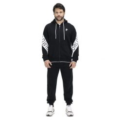 „Worldwide” Sportowy dres męski. Czarne buty sportowe męskie LEONE 1947 APPAREL, z dresówki, bez zapięcia, na fitness i siłownię. Za 246.29 zł.