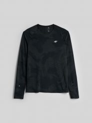 4F Longsleeve do biegania szybkoschnący męski - czarny XL. Czarne koszulki sportowe męskie 4f, l, bez wzorów, z materiału, bez kołnierzyka, bez ramiączek, do biegania. Za 169.99 zł.