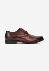 Brązowe Półbuty Aethimia. Brązowe eleganckie półbuty Born2be, ze skóry, eleganckie, z okrągłym noskiem, bez zapięcia. Za 109.99 zł.