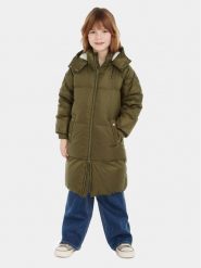 Tommy Hilfiger Płaszcz zimowy KG0KG07545 Zielony Regular Fit. Zielone kurtki i płaszcze dla dziewczynek Tommy Hilfiger, na zimę, bez wzorów, z syntetyku, bez kaptura. Za 819.99 zł.