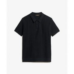Dzianinowa koszulka polo Superdry. Niebieskie koszulki polo męskie Superdry., m, bez wzorów, z dzianiny, bez ramiączek. W wyprzedaży za 303.85 zł.