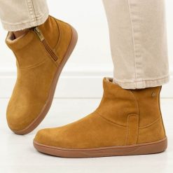 Barefoot camelowe skórzane botki damskie Vinceza 79666. Brązowe botki damskie VINCEZA, na jesień, z dzianiny, eleganckie, bez obcasa, na płaskiej podeszwie, bez zapięcia. Za 299.00 zł.