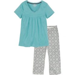 Piżama ze spodniami 3/4 bonprix szary z nadrukiem. Piżamy damskie marki MAKE ME BIO. Za 59.99 zł.