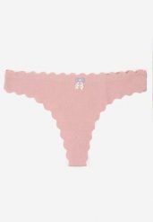 Ciemnoróżowe Bawełniane Majtki Stringi z Prążkowanej Tkaniny Eziane. Czerwone stringi damskie Born2be, l, bez wzorów, z bawełny. Za 9.99 zł.