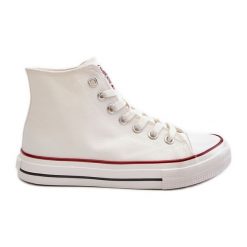Trampki Damskie Wysokie Big Star NN274276 Białe. Białe trampki i tenisówki damskie bez wzorów, eleganckie, za kostkę, bez zapięcia. Za 180.71 zł.