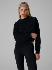 4F Bluza dresowa loose bez kaptura damska - czarna L. Czarne bluzy damskie 4f, l, bez wzorów, z bawełny, bez kołnierzyka, bez ramiączek, bez kaptura. Za 129.99 zł.