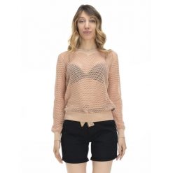 Damska siateczkowa bluza w odcieniach ziemi. Brązowe bluzy sportowe damskie LEONE 1947 APPAREL, l, bez wzorów, z tkaniny, bez kaptura. W wyprzedaży za 154.80 zł.