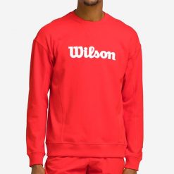 Bluza tenisowa męska Wilson Classic. Czerwone bluzy męskie Wilson, l, bez wzorów, z bawełny, bez kaptura. Za 259.99 zł.