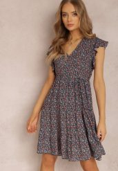 Granatowa Sukienka Phaerica. Niebieskie sukienki damskie Renee, na imprezę, m, bez wzorów, klasyczne, bez kołnierzyka, bez ramiączek, mini, rozkloszowane. Za 44.99 zł.