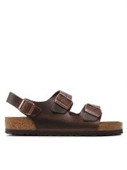 Birkenstock Sandały Milano 34871 Brązowy. Brązowe sandały męskie Birkenstock, ze skóry, bez zapięcia. Za 599.99 zł.