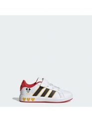 Adidas Sneakersy Grand Court Mickey El K JQ8067 Biały. Białe buty sportowe chłopięce Adidas, bez wzorów, ze skóry, bez zapięcia. Za 198.99 zł.