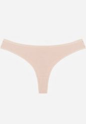 Beżowe Gładkie Majtki Stringi z Bawełną Chrysile. Brązowe stringi damskie Renee, l, bez wzorów, z bawełny. Za 6.99 zł.