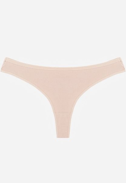 Beżowe Gładkie Majtki Stringi z Bawełną Chrysile. Brązowe stringi damskie Renee, l, bez wzorów, z bawełny. Za 6.99 zł.