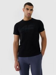 4F T-shirt regular z nadrukiem męski - czarny XL. Czarne t-shirty męskie 4f, m, bez wzorów, z bawełny, klasyczne, bez kołnierzyka. W wyprzedaży za 29.99 zł.