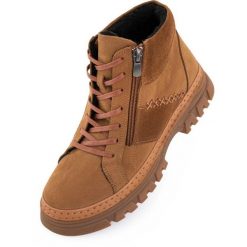 Damskie Zimowe Botki Skórzane Nell 207 Kokosowy Brąz. Brązowe śniegowce i trapery damskie ENELL. Za 346.99 zł.