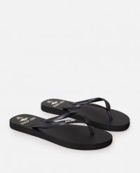 Japonki damskie Rip Curl Icons Of Surf Bloom. Czarne klapki damskie Rip Curl, bez wzorów, z gumy, bez obcasa. Za 73.99 zł.