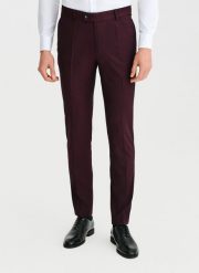 PAKO LORENTE - Bordowe spodnie ganiturowe. Czerwone eleganckie spodnie męskie Pako Lorente, m, bez wzorów, z elastanu. Za 599.99 zł.