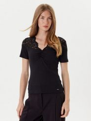 Morgan Bluzka 252-DELINE Czarny Slim Fit. Czarne bluzki damskie Morgan, m, bez wzorów, z syntetyku, bez kołnierzyka, bez ramiączek. Za 129.99 zł.