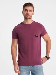 Męski casualowy t-shirt z naszytą kieszonką - ciemnoróżowy V5 - Rozmiar: XXL. Czerwone t-shirty męskie Ombre Clothing, m, z aplikacjami, z bawełny, biznesowe, bez kołnierzyka. W wyprzedaży za 45.50 zł.