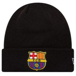 Czapka męska Core Cuff Beanie FC Barcelona Hat. Czarne czapki i kapelusze męskie New Era, bez wzorów. Za 129.99 zł.
