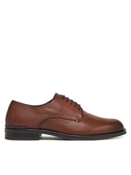 Tommy Hilfiger Półbuty Core Hilfiger Leather Shoe FM0FM05375 Brązowy. Brązowe eleganckie półbuty Tommy Hilfiger, ze skóry, wizytowe, bez zapięcia. Za 419.99 zł.