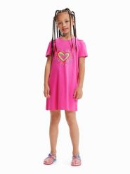 Desigual Sukienka codzienna 23SGVK09 Różowy Regular Fit. Czerwone sukienki dla dziewczynek Desigual, bez wzorów, z bawełny, bez ramiączek. Za 269.99 zł.