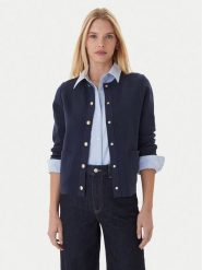 Tommy Hilfiger Kardigan WW0WW40846 Granatowy Regular Fit. Niebieskie kardigany damskie Tommy Hilfiger, m, bez wzorów, z bawełny, bez kołnierzyka, bez ramiączek, bez kaptura. Za 599.99 zł.