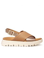 Geox Sandały D Xand 2.1S D45SZE 043CF C5242 Beżowy. Brązowe sandały damskie Geox, bez wzorów, ze skóry, bez obcasa, na płaskiej podeszwie, bez zapięcia. Za 459.99 zł.