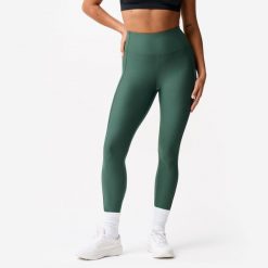 Legginsy fitness damskie Domyos. Zielone legginsy damskie DOMYOS, l, bez wzorów, z elastanu. Za 79.99 zł.
