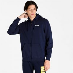 Bluza dresowa męska Puma ESS FZ. Niebieskie bluzy męskie Puma, m, bez wzorów, z dresówki, bez kaptura. Za 164.99 zł.