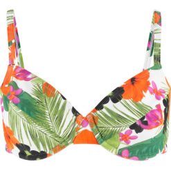 Biustonosz bikini na fiszbinach bonprix biały z nadrukiem. Bikini damskie marki bonprix. Za 37.99 zł.