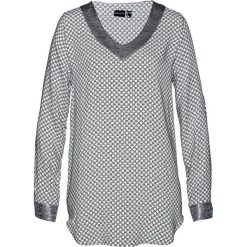 Bluzka bonprix biało-czarno-srebrny metaliczny z nadrukiem. Bluzki damskie marki bonprix. Za 54.99 zł.