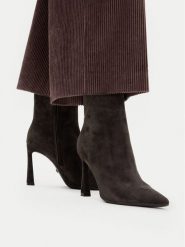 GINO ROSSI Botki EO-GL988A-5-180-1 Brązowy ciemny. Brązowe botki damskie Gino Rossi, ze skóry, bez obcasa, na słupku, bez zapięcia. Za 479.99 zł.