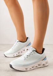 Niebieskie Buty Sportowe na Grubej Geometrycznej Podeszwie Alexusa. Niebieskie obuwie sportowe damskie Born2be, bez wzorów, z dresówki. Za 119.99 zł.