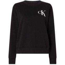 Bluza Calvin Klein Institutional Crew, Kobiety. Czarne bluzy damskie Calvin Klein, bez wzorów, z bawełny, bez kaptura. Za 390.00 zł.