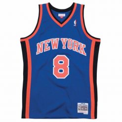 Koszulka Mitchell&Ness NBA NY Knicks Latrell Sprewell - SMJYAC18055-NYKROYA98LSP. Niebieskie koszulki sportowe męskie Mitchell & Ness, bez wzorów, bez kołnierzyka, bez ramiączek, do koszykówki. Za 435.85 zł.