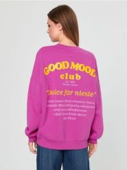 Bluza z haftem - fioletowy. Fioletowe bluzy damskie Sinsay, l, bez wzorów, bez kaptura. Za 69.99 zł.