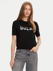 Guess Sweter W5YR25 Z2NQ2 Czarny. Czarne swetry damskie Guess, s, z aplikacjami, bez kołnierzyka, bez ramiączek, bez kaptura. Za 249.99 zł.